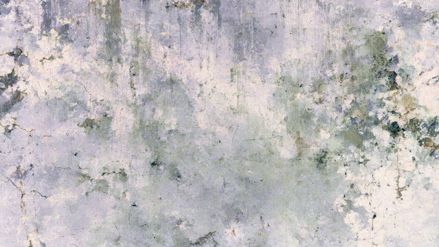 A textured image of an old, weathered wall featuring peeling paint, faint cracks, and mossy patches, creating a grunge and distressed surface. - Powered by Adobe