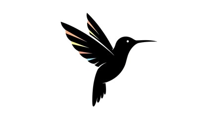 Obraz premium Black Silhouette of a Hummingbird in Flight.
