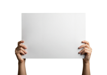 man holding blank board