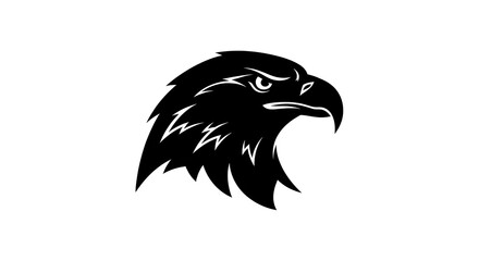 Black Silhouette of a Fierce Eagle Head with Intense Eyes.