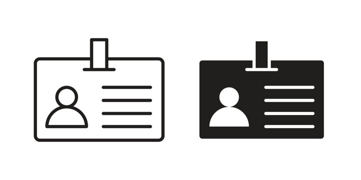 ID badge icon set. Outline symbol editable.