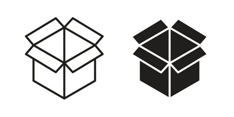 Open box icon set. Outline symbol editable.