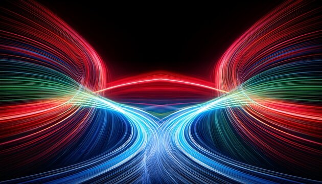 abstract blend of red blue and green light streaks - Powered by Adobe