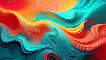 Fototapeta premium vibrant abstract swirls of turquoise coral and yellow background keywords abstract background
