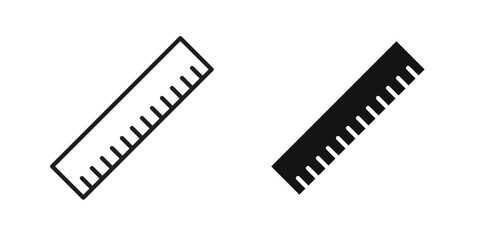 Ruler combined icon set. Outline symbol editable.