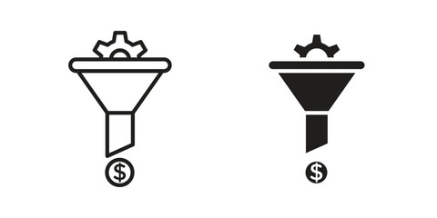 Sales funnel icon set. Outline symbol editable.