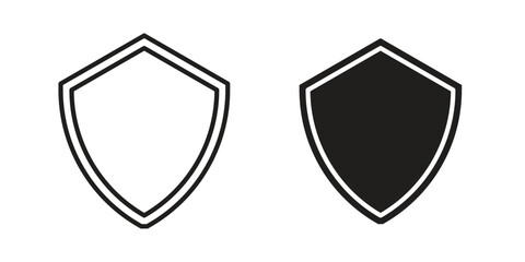 Shield icon set. Outline symbol editable.