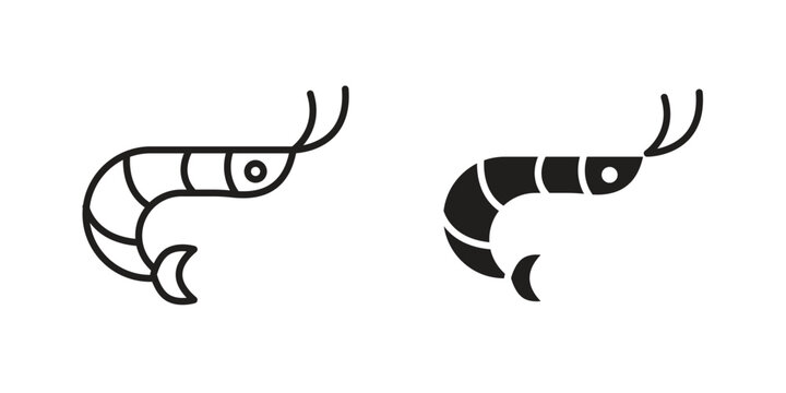 Shrimp icon set. Outline symbol editable.