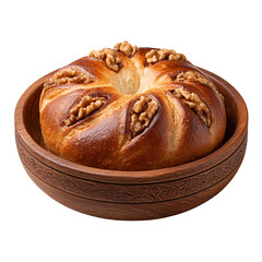 Sweet bread with walnut cocoa isolated on transparent background
