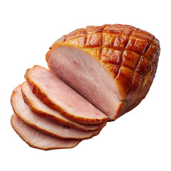 Roasted ham sliced isolated on transparent background