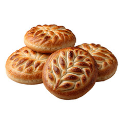 Baked rye pastries isolated on transparent background