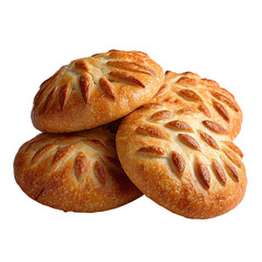 Baked rye pastries isolated on transparent background