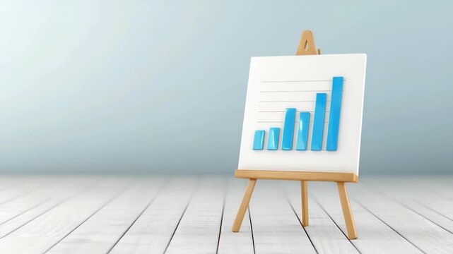 Business growth diagram: a visual representation of business growth, featuring a detailed growth chart displayed on an easel.  