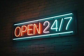 Obraz premium A vibrant neon sign glows 