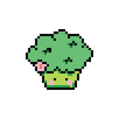 Cute broccoli character illustration pixel art design