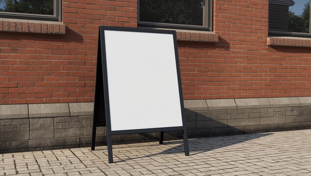 Blank white square A frame metallic outdoor advertising stand mockup set, isolated, 3d rendering. Clear street signage board mock up