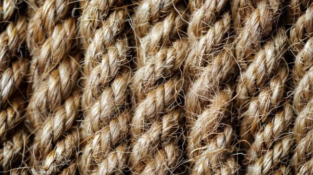 Woven Rope Texture: A detailed macro shot reveals the intricate texture of tightly woven rope, highlighting the strength and natural beauty of the material.