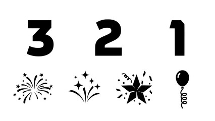 New Year's Eve Countdown with Fireworks and Balloon