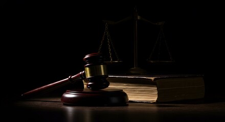 Gavel, Scales of Justice, and Law Book Still Life