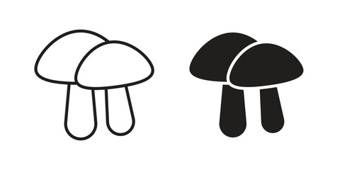 Mushroom icon flat and stroke collection for ui ux work.