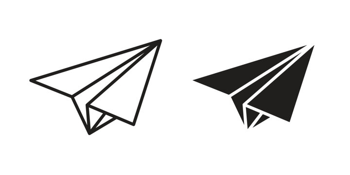 Paper plane icon flat and stroke collection for ui ux work.