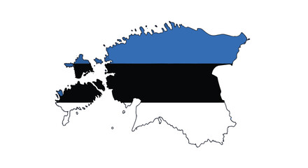 Estonia's flag proudly displayed over its geographic outline, a symbol of national identity