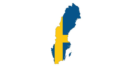 Sweden Flag Outline A patriotic depiction of the Swedish flag within the geographical boundaries of the nation