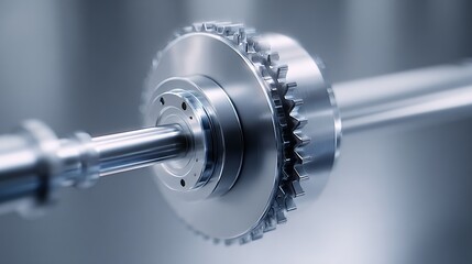 Highly Detailed Close-Up of a Precision Gear Mechanism Showcasing its Intricate Components and Metallic Finish