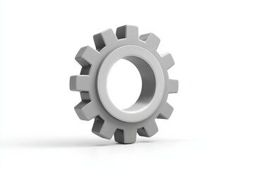 A Detailed View of a Single Grey Cogwheel on a Clean White Background Highlighting Its Mechanical Design and Functionality