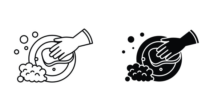 Plate washing icon graphic design. Vector icon illustrations