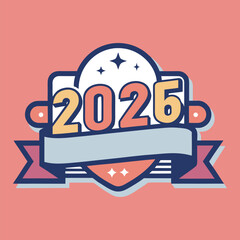 A clean flat vector 2026 new year text vector art illustration 3
