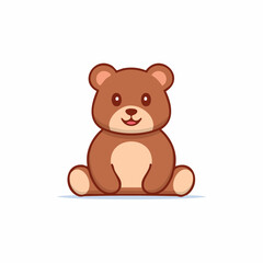 Obraz premium Adorable Cartoon Brown Teddy Bear Sitting Isolated on a White Background