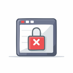 Obraz premium Web Page Security Warning: Cartoon Padlock Icon Displaying Error Message in Browser Window