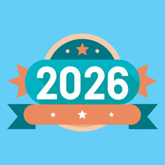 A clean flat vector 2026 new year text vector art illustration 