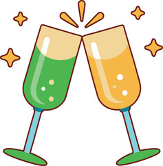 a flat vector illustration of two clinking champagne glasses  4