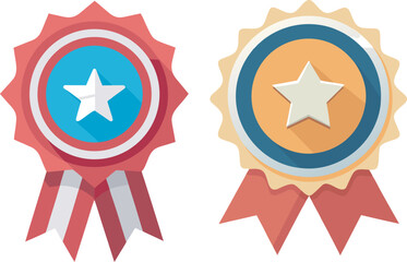 A flat vector new year themed award badge