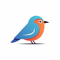 Fototapeta premium Stylized Bird Illustration with Blue Feathers and Orange Breast Cute Bird Graphic Design