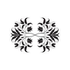 an intricate floral design with symmetrical leafy patterns and swirling vines creates a captivating visual element a striking silhouette