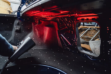 3D scanning of car interior with handheld scanner for CAD modeling custom part prototyping and accurate geometry capture in automotive manufacturing design and engineering