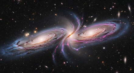 Interacting spiral galaxies cosmic collision deep space universe astronomy