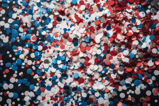 Festive red white and blue 4th July party celebration confetti background. Generative ai