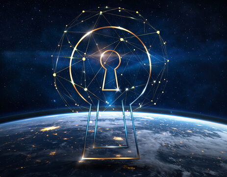Advanced Digital Keyhole Access and Data Encryption Security Abstract High Tech Concept 