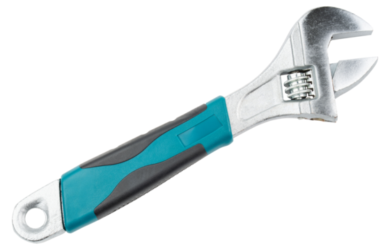 Adjustable Wrench. Adjustable Wrench with ergonomic handle. Steel adjustable spanner tool for repair maintenance plumbing, DIY projects, mechanical work, construction equipment. Professional Hand tool