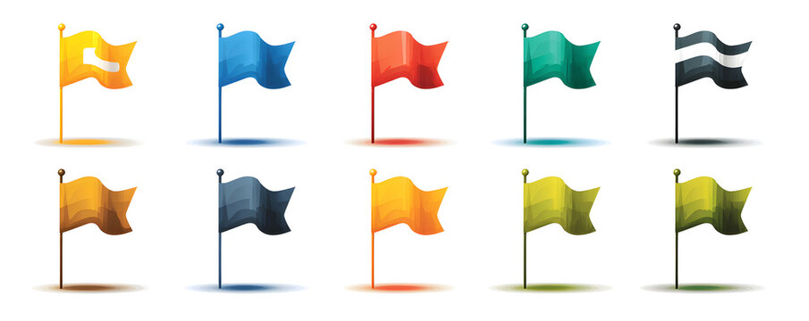 Golf flag icon set. Vector graphic illustration. Suitable for website design, logo, app, template, and ui.
