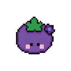 Cute illustration pixel art character mangosteen cartoon