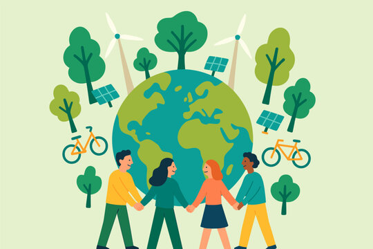 Sustainable world community: embracing eco-friendly practices with renewable energy