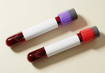 Medical blood test tubes with samples for laboratory analysis and healthcare diagnosis