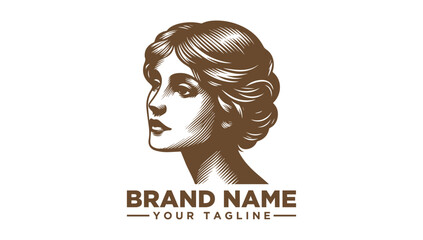 Elegant woman logo vector illustration, vintage art and classic design inspiration