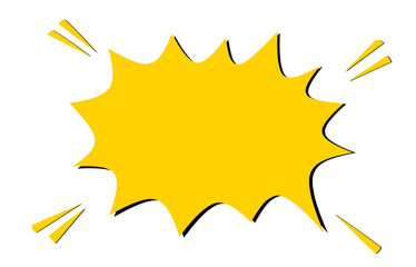 Yellow comic burst shape with energetic hand-drawn lines, ideal for pop art layouts, promotional graphics, attention banners, stickers, and eye-catching design accents.