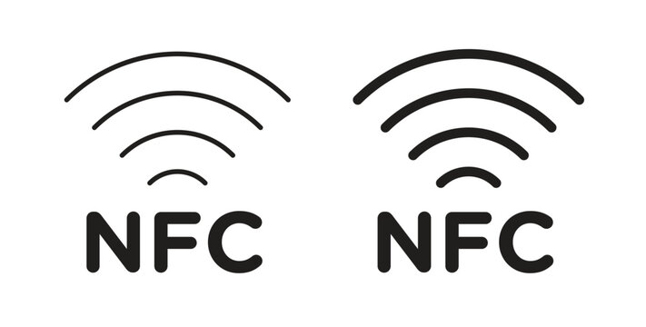 NFC icon in line design and solid black and white colors for designs